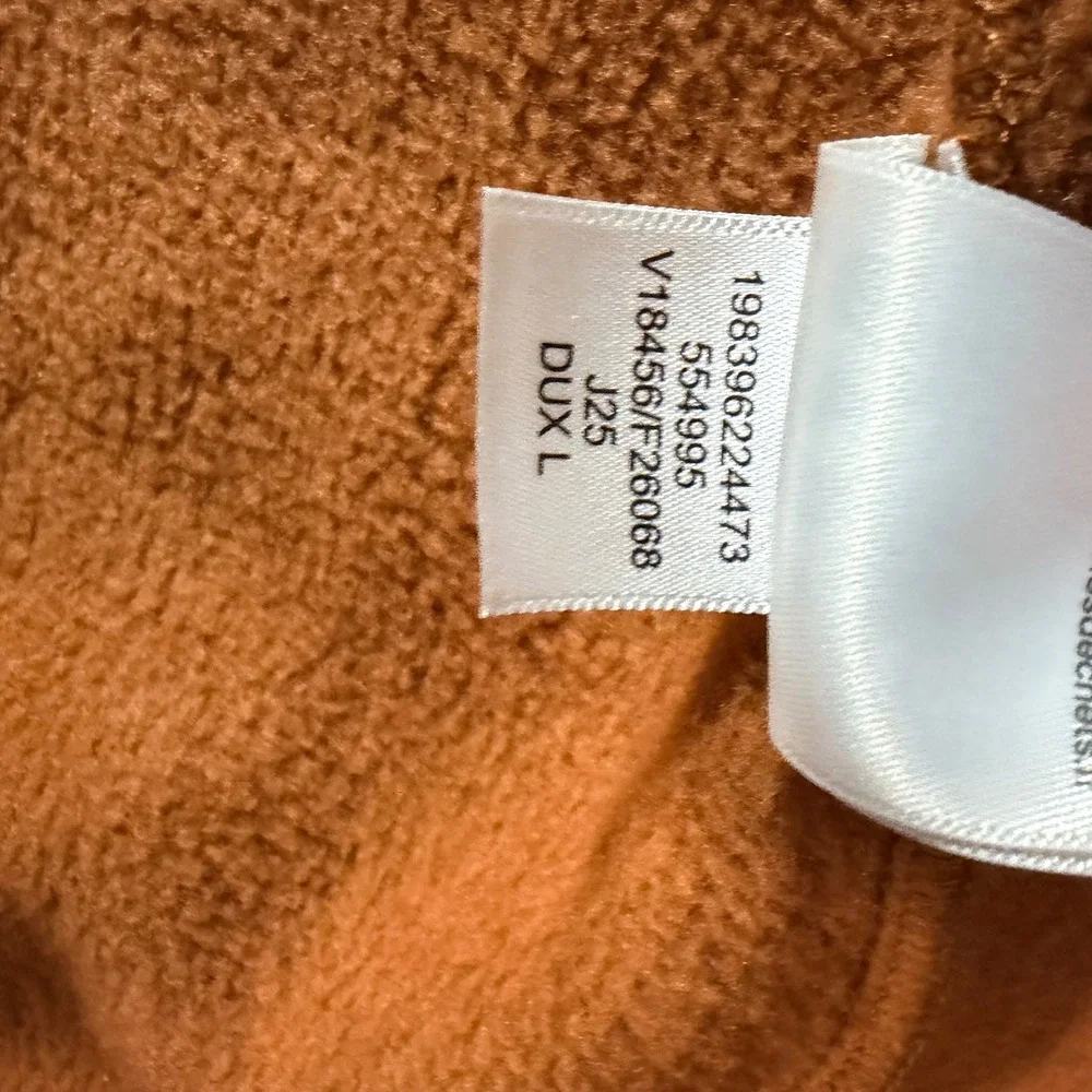 Lands' End Fair Isle Sherpa Fleece Jacket Orange Large 14-16 Geometric‎